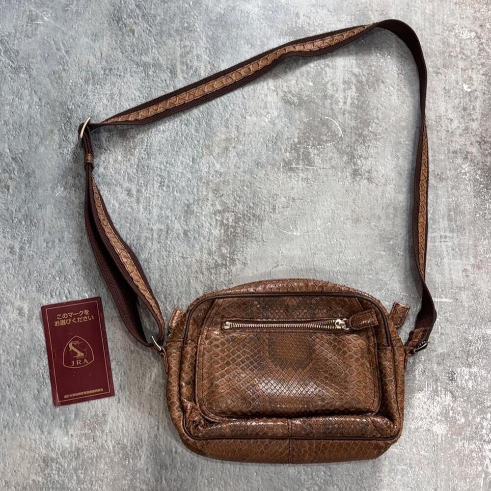 Vintage JRA Brown Python Skin Crossbody Leather Bag!